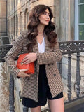 Plaid Lapel Collar Long Sleeve Blazer Khaki f4be158f0bd3436d88e31051daa107b4-Max-Origin