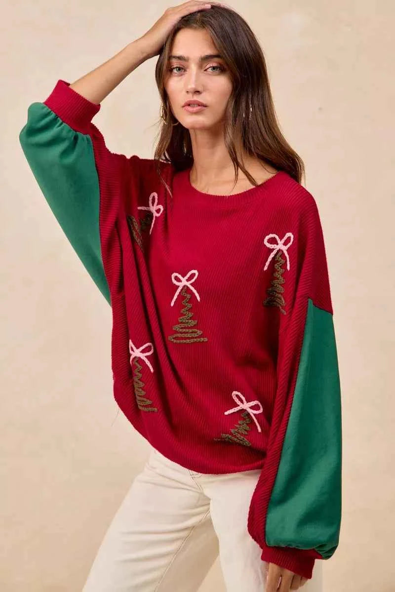 BiBi Christmas Theme Tree Embroidered Sweater f4c03eb3023b44daaf1f7c745016da90-Max-Origin