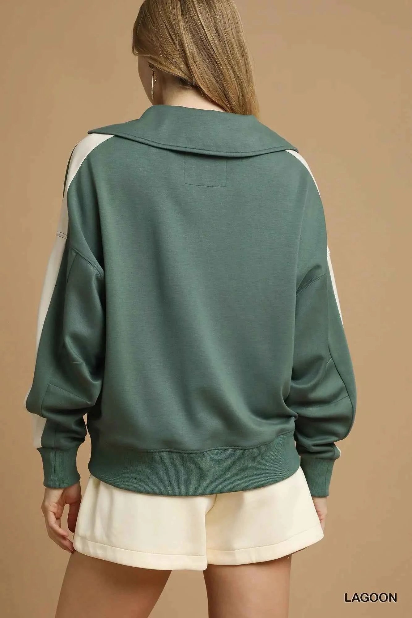 Umgee Contrast Long Sleeve Sweatshirt with Collar f4c3193b-7780-4c49-8273-717b04af6485-Max-Origin