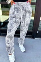 Gray Camo Print Cozy Drawstring Elastic Waist Jogger Pants Gray 100%Polyester f4d1a11d61ce8a29