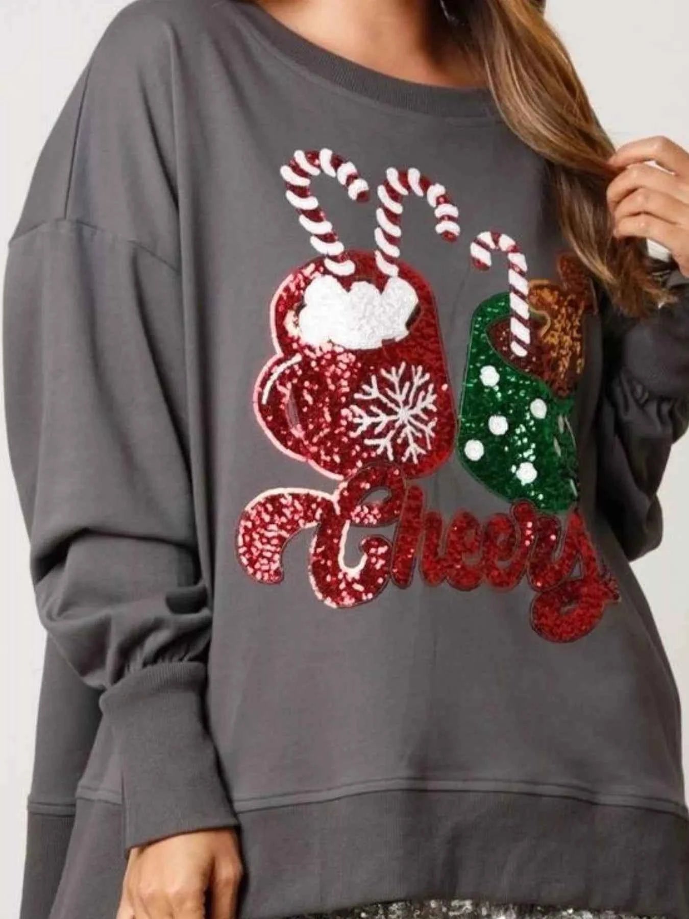 Christmas Sequin High-Low Round Neck Sweatshirt Grey f4e0613c-03ec-40ec-b6fc-cff5ccf0919c-Max-Origin