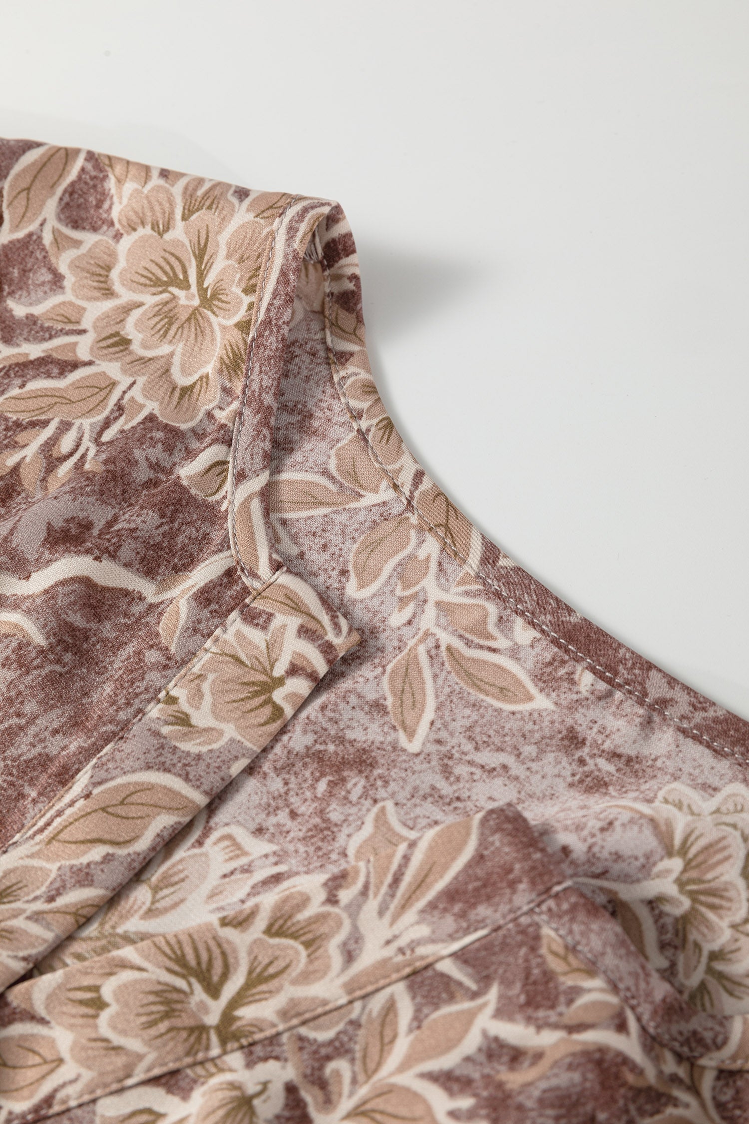 Sky Blue Floral Print Smocked High Waist Long Sleeve Maxi Dress