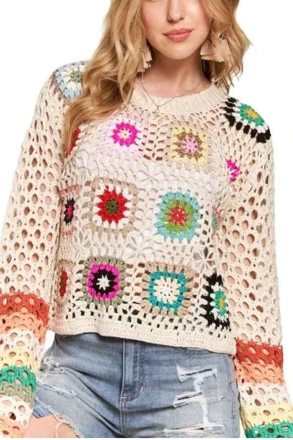 ADORA Lightweight Multi Color Crochet Top f4e9a4ac9c3c49e6a48d394084594c96-Max-Origin