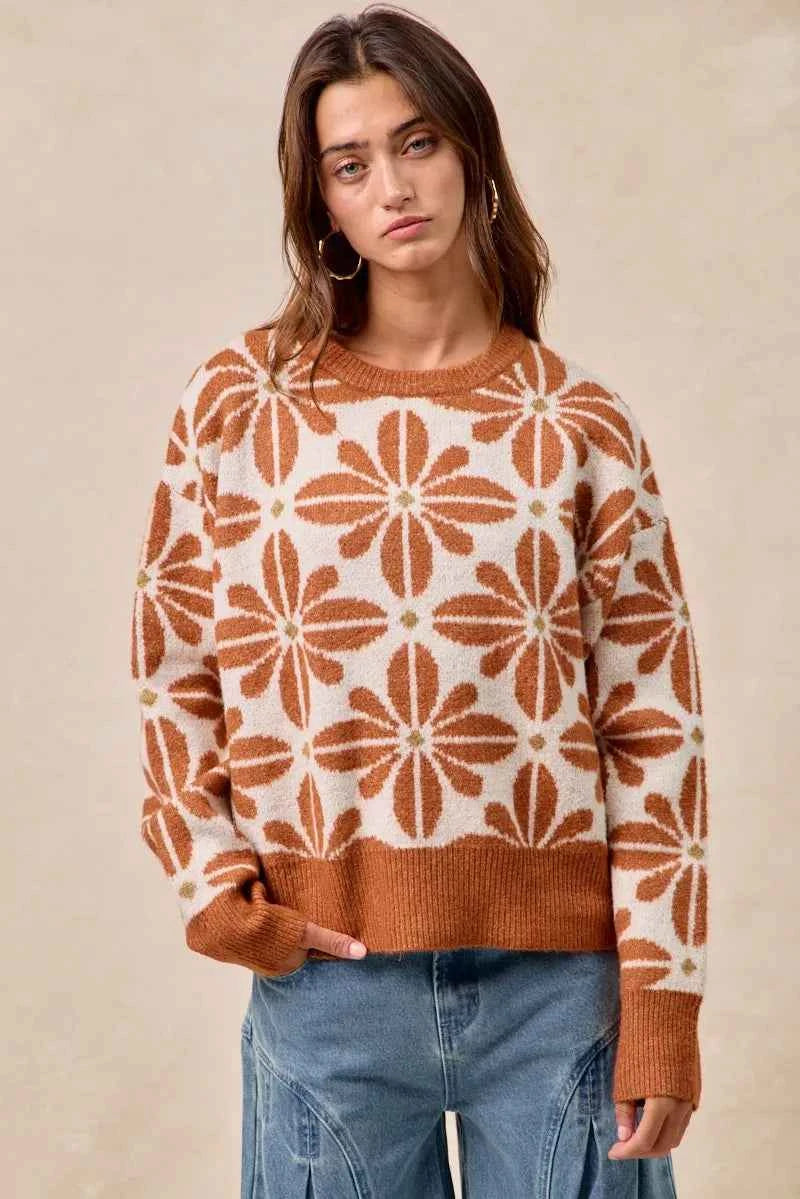 BiBi Flower Pattern Long Sleeve Sweater f4ef55c5ad1b4c8891c4a0186e7d2891-Max-Origin