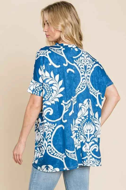 BOMBOM Printed Relaxed V-Neck Tunic Top f4f371ad82954443ba8dc153d969a0b0-Max-Origin