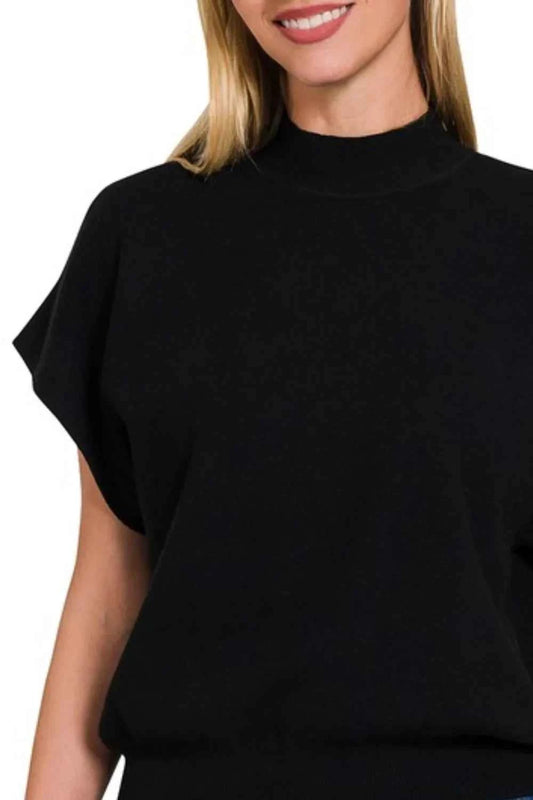 Zenana Mock Neck Short Dolman Sleeve Sweater f4f9dd3b-f138-45d9-942e-2038845f9b2a-Max-Origin