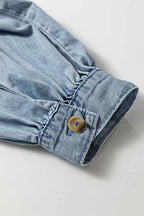 Western Denim Ruffle Peter Pan Collar Shirt f4fc8c38-ce60-43cc-ae59-faddfb5665c2