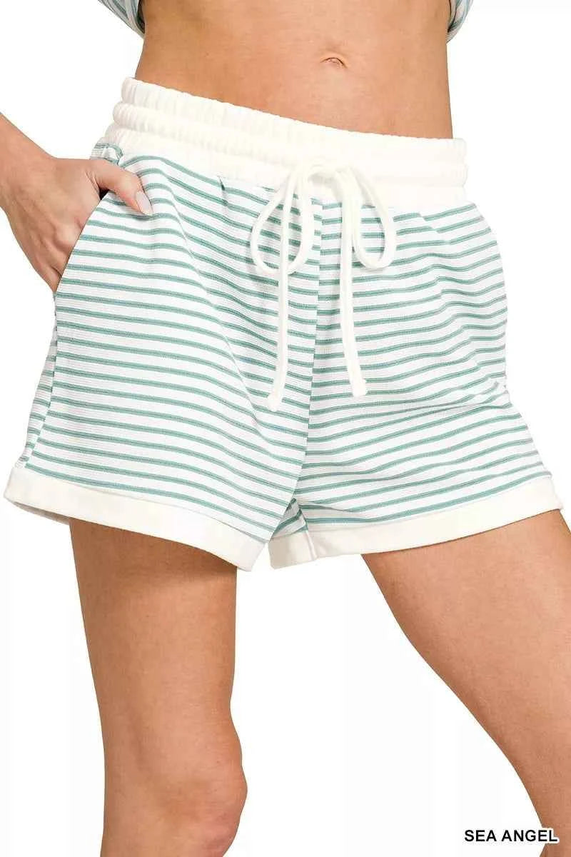 Zenana Stripe Contrast Trim Top & Shorts Set f50564ade3954133b8430d4b11983964-Max-Origin