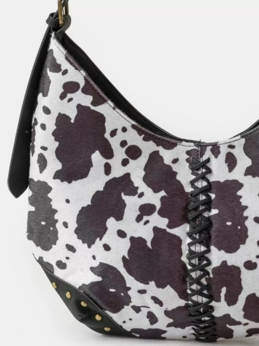 Fame Cow Print Hobo Shoulder Bag with Studded Details f517c950-fd15-4c01-87b7-2d41eefee787-Max-Origin