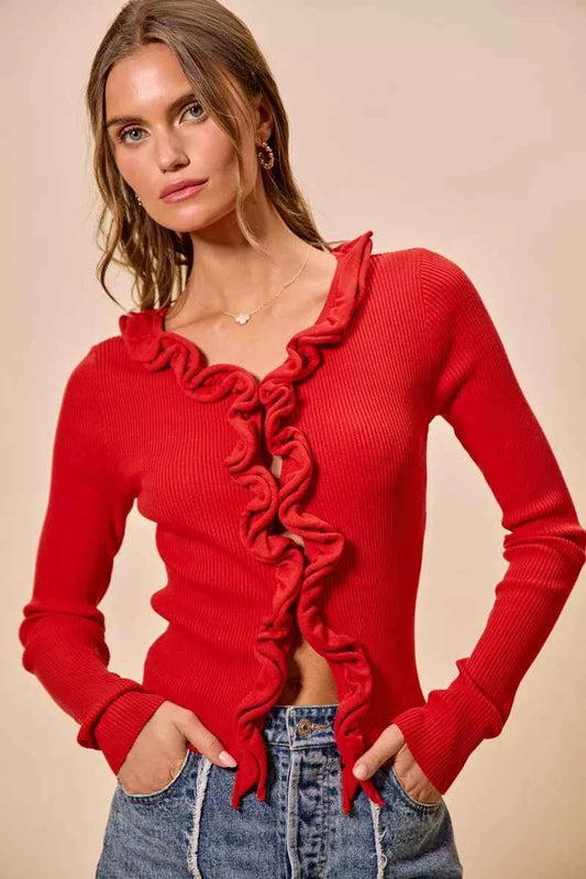 Cascade Ruffle Ribbed Sweater Cardgian f51d0e2962764d94af21a0d87c7dfb3e-Max-Origin