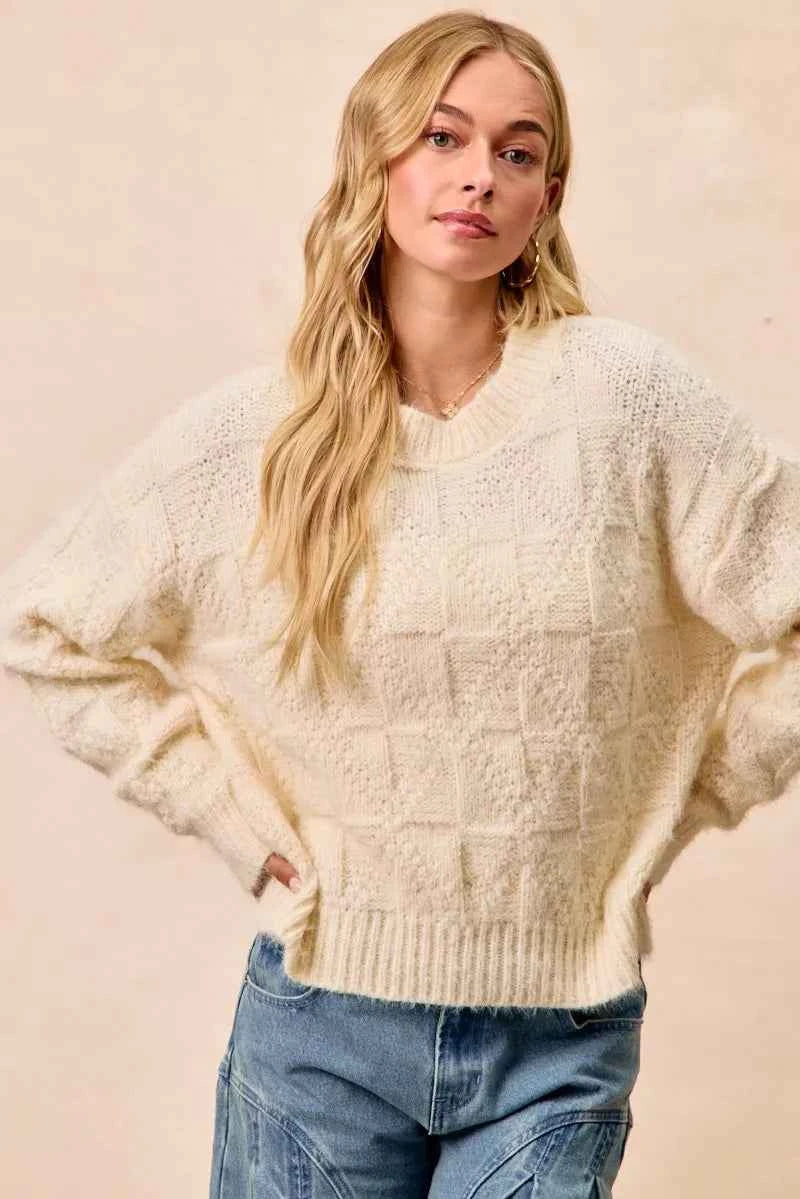 BiBi Checker Board Drop Shoulder Sweater f51e3d826d1d420db8ab4cb63a0d4370-Max-Origin
