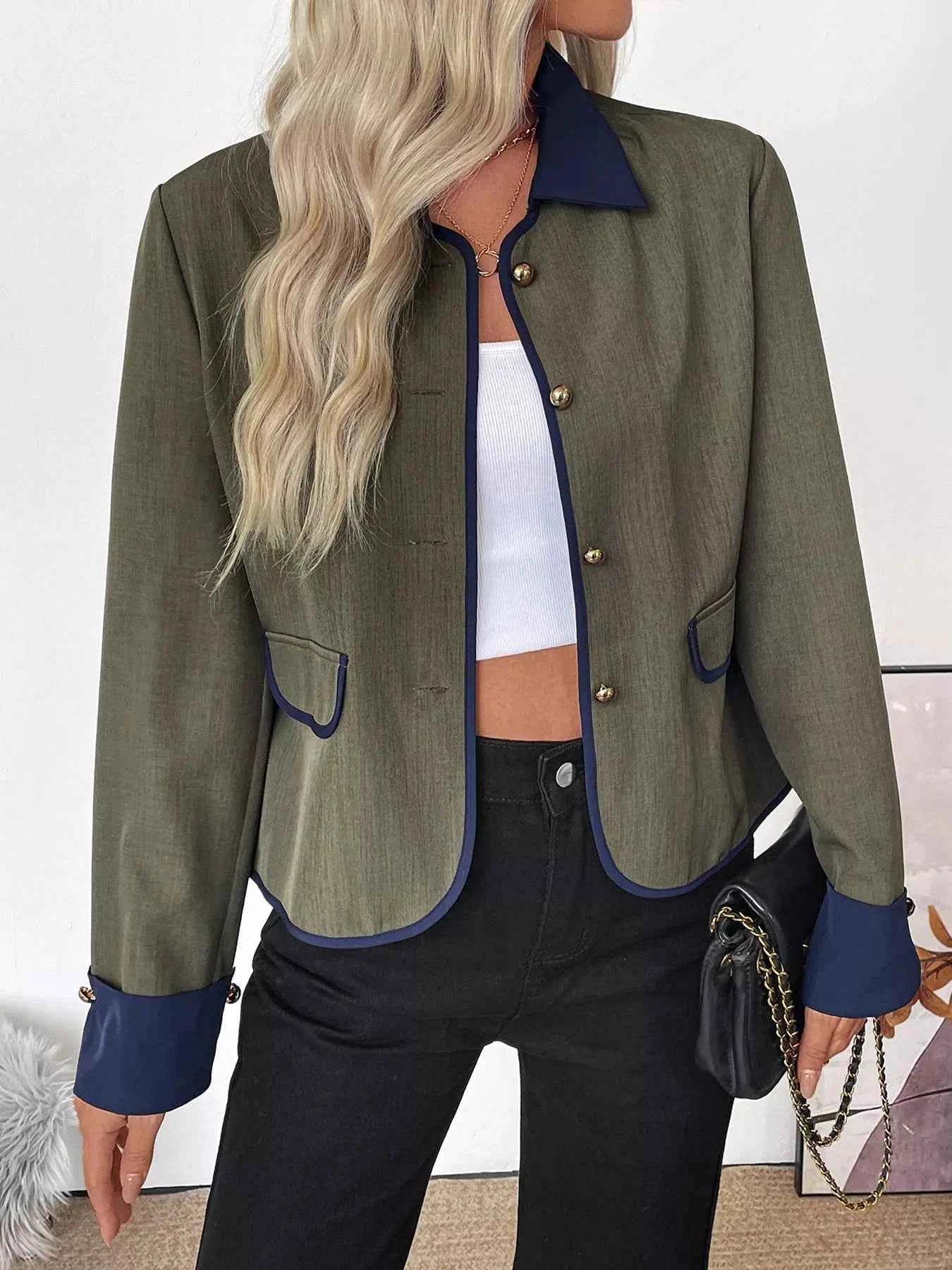 Contrast Trim Button-Up Jacket f5208cd34a7e47768abf71697ce92d0d-Max-Origin
