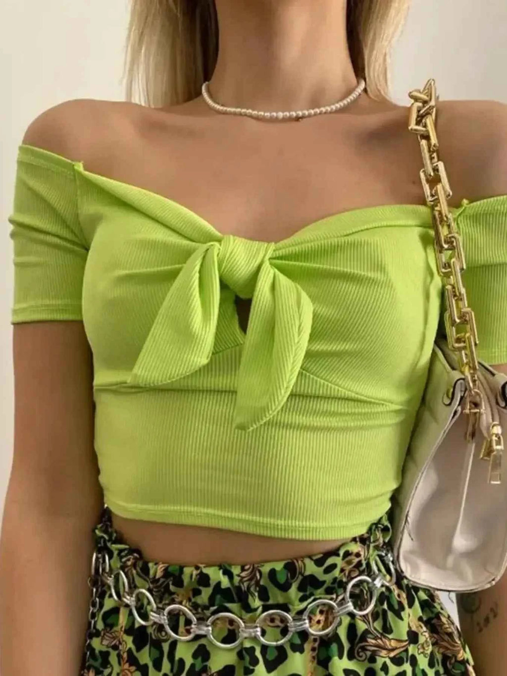 Off-Shoulder Bow-Tie Crop Top f520c54aa2d64f209d20045c45bc88e0-Max-Origin