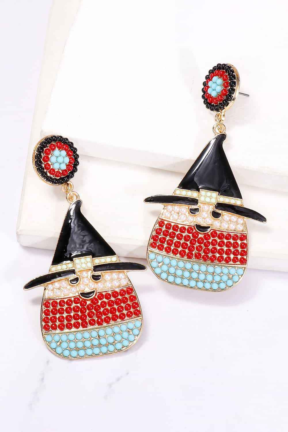 Witch's Hat Shape Synthetic Pearl Dangle Earrings f525f7cedef344fd993a7f52389a12ba-Max