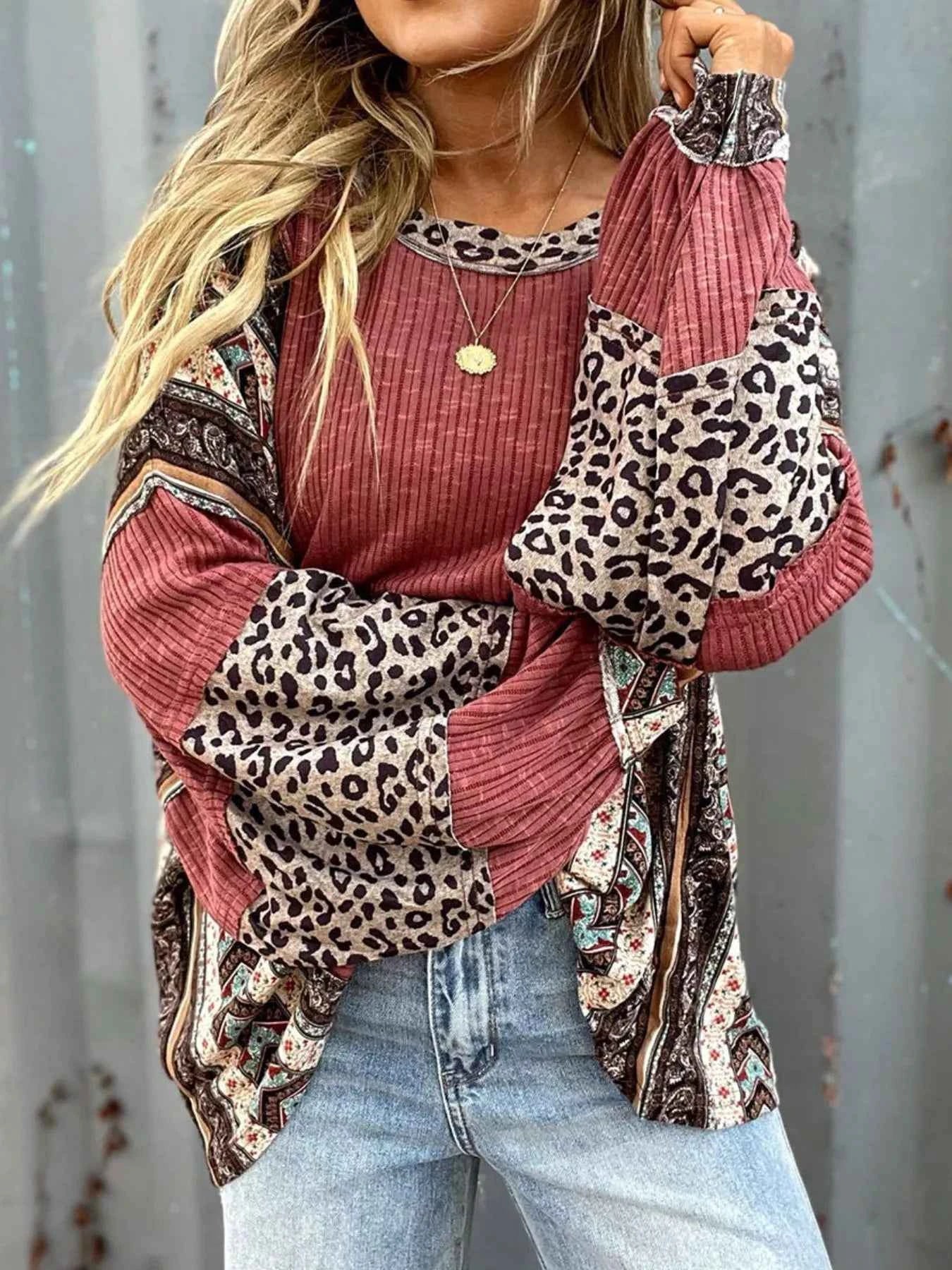 Leopard Color Block Ribbed Top f52b56e3-32e3-4c66-81ec-4fd5529e1baa-Max-Origin