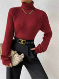Ribbed Knit Turtleneck Sweater Burgundy f53fedde5c994b0481315dbe8cd57c7b-Max-Origin