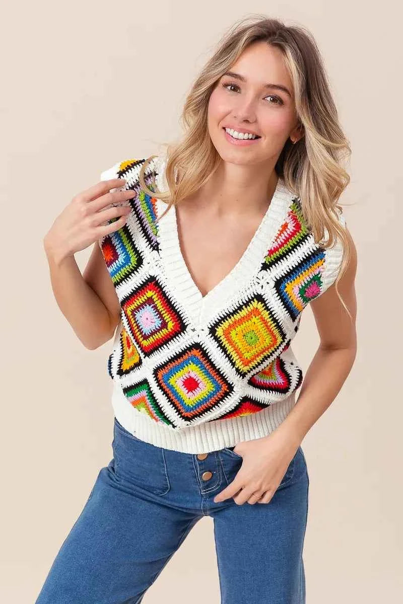 BiBi Diamond Granny Square Sweater Vest f55126eaf321452a995c75ef1402bdf1-Max-Origin