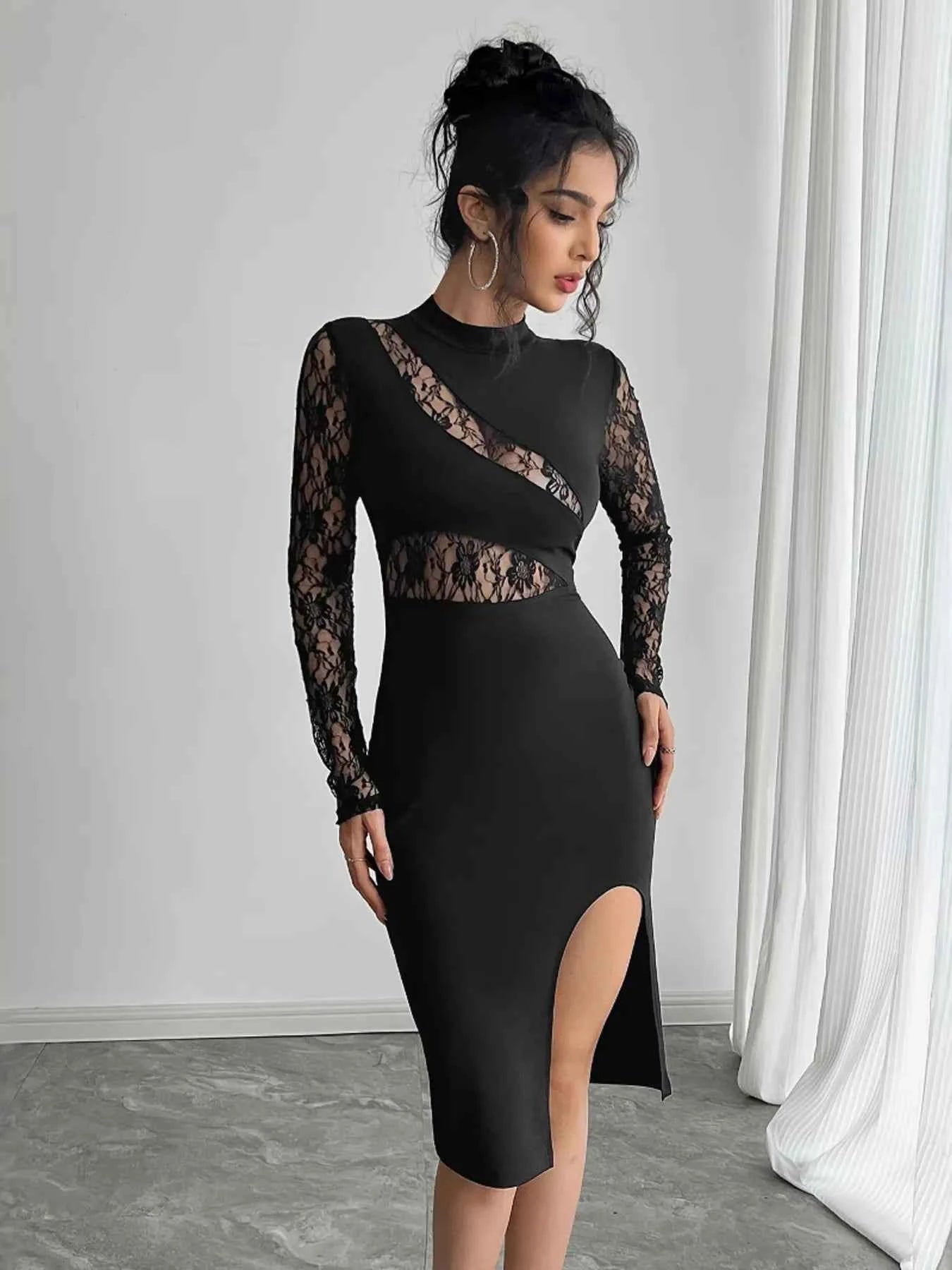 Lace Mock Neck Slit Dress f5598bd273dd41d8b366cf3b0d6edd69-Max-Origin
