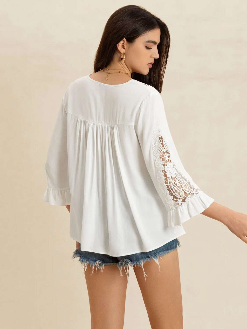 V-Neck Lace Flounce Sleeve Top f55c1fe0-5b4f-4c5e-bfaa-e84714a5ae9b-Max-Origin