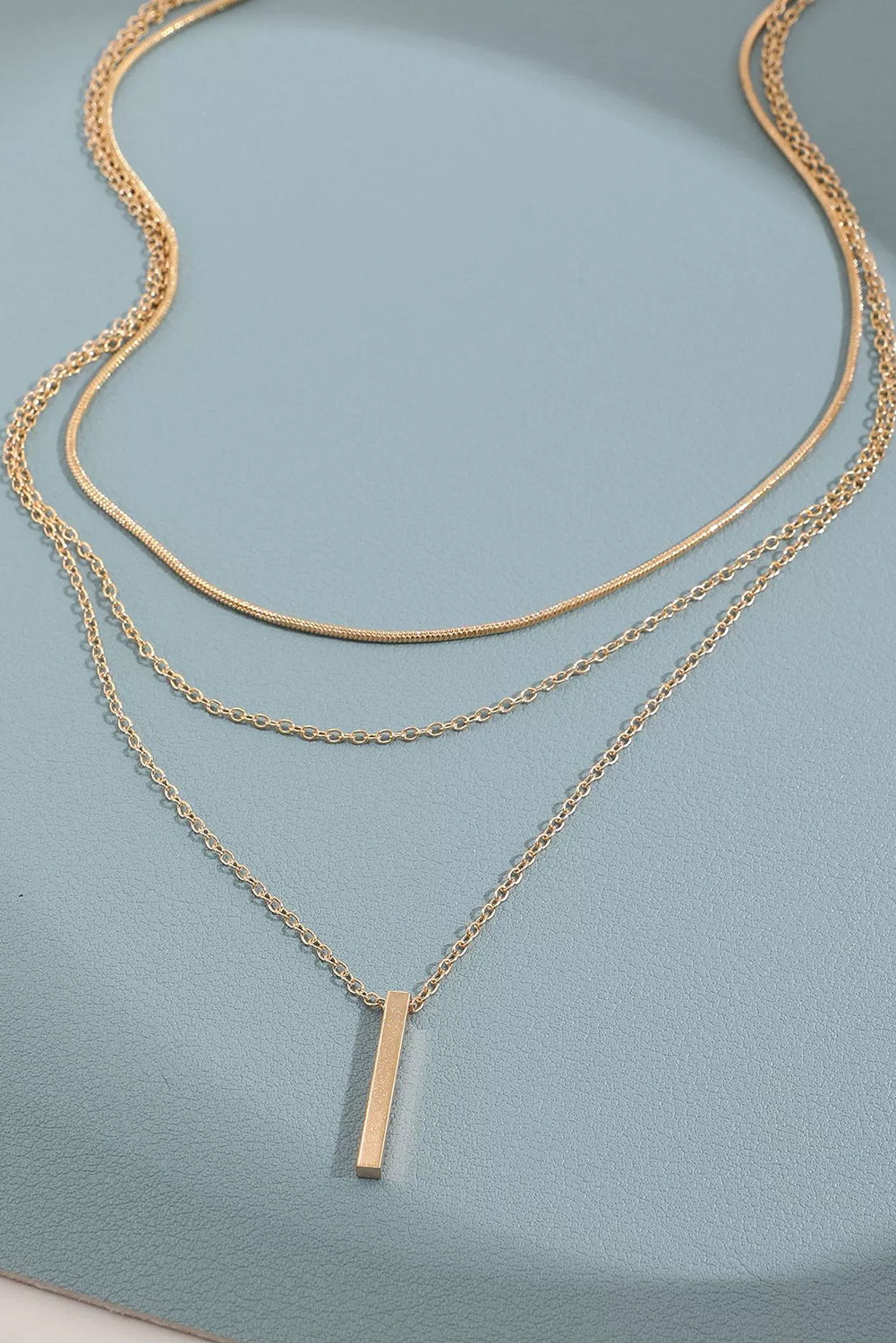 Gold Bar Pendant Layered Adjustable Chain Necklace f56cb32aa8c1db73