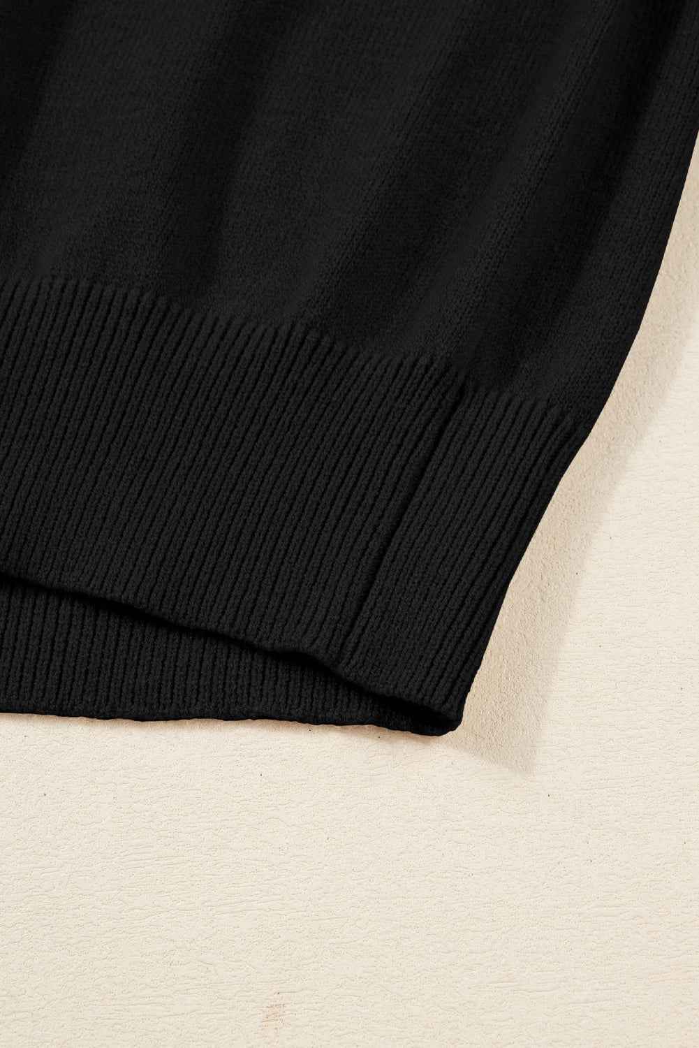 Black High Neck Puff Sleeve Sweater Pleated Mini Skirt 2pcs Knitted Outfit f5704f04df3931ff