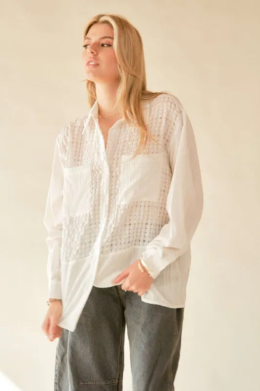 Crinkled Jacquard Button Down Shirt f574a76d-27af-40c0-a40e-89b45ae57090-Max