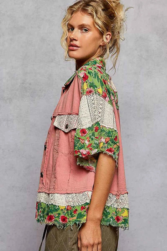 Lace Patch Floral Half Sleeve Shacket f57533c3-457a-44e2-9565-68fdba001cc3-Max-Origin