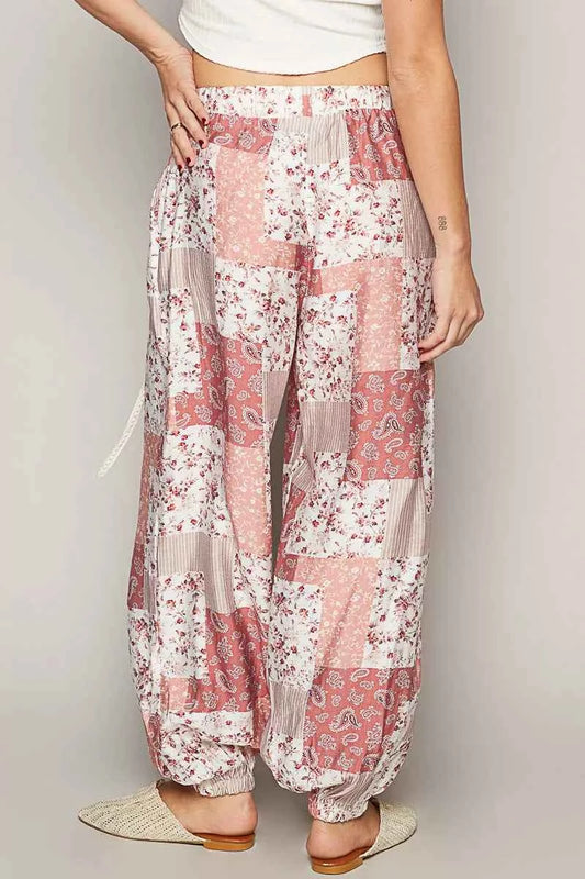 Drawstring Floral Patchwork Wide leg Pants f57a28da-db45-4be4-b770-fa07f4a54df3-Max-Origin