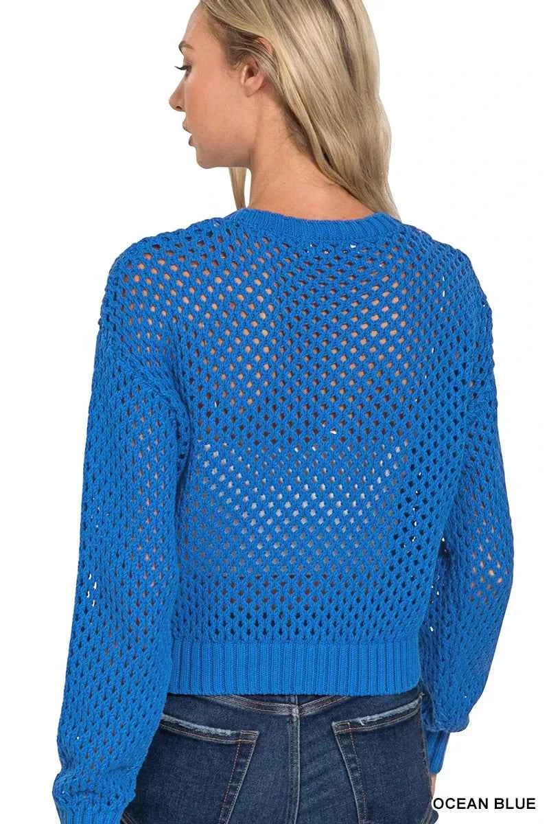 Zenana Button Down Lightweight Crochet Cardigan Sweater f5808208154f45d3a8fcb42bf60dfff8-Max-Origin