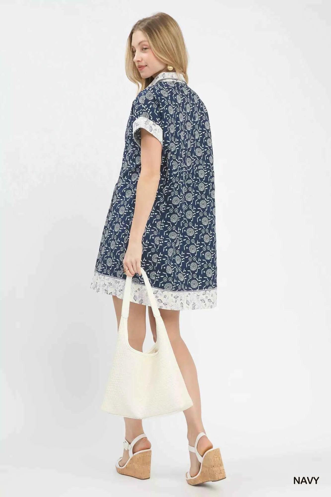 Umgee Border Print Belted Shirt Dress f588d272-9fad-42ac-bc92-7bb66cae00c1-Max-Origin