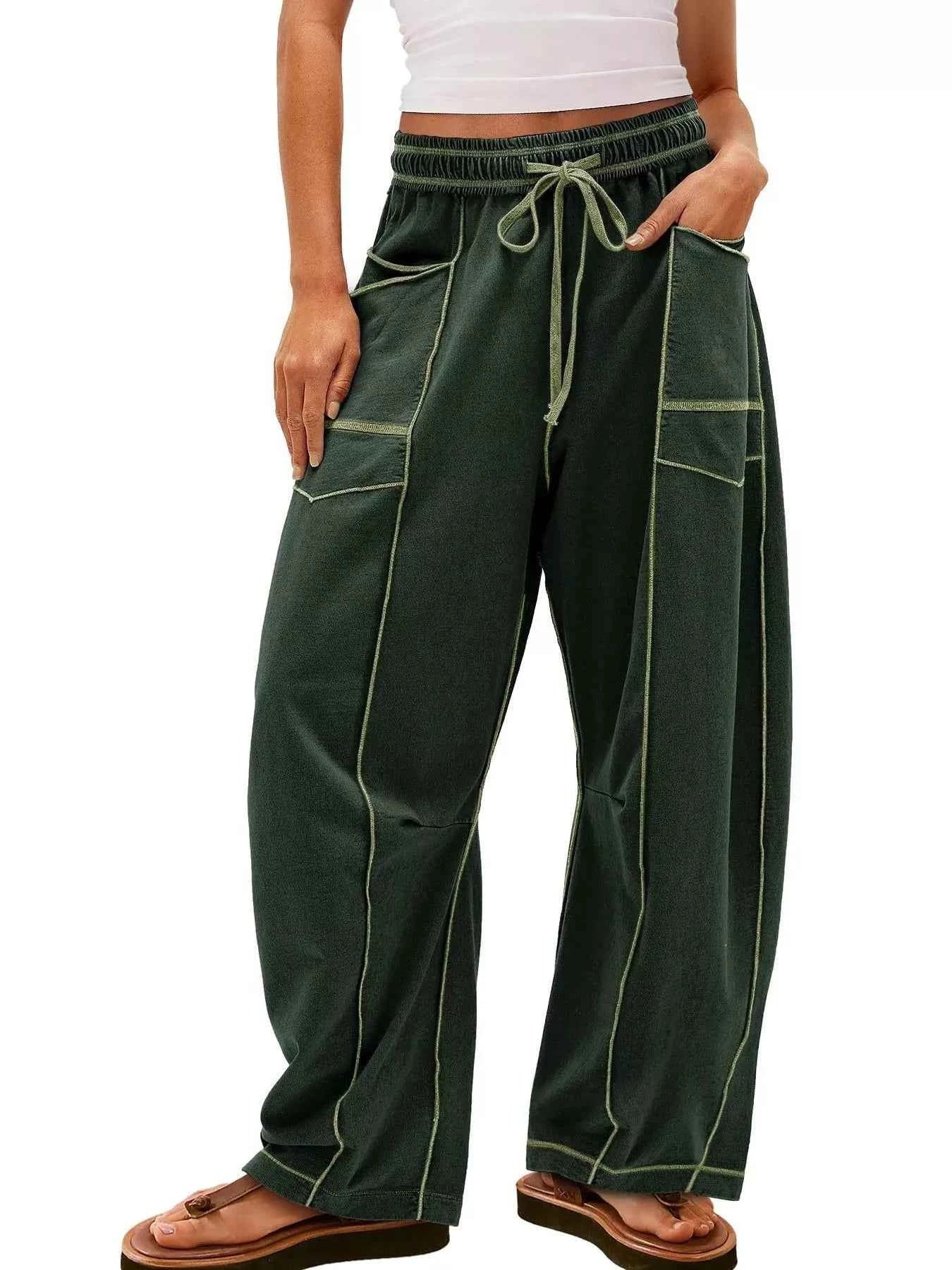 Drawstring Wide Leg Pants Army Green f58c2782-9fbc-4421-873a-0db7cece285b-Max-Origin