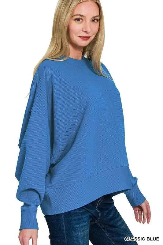 Zenana Ribbed Balloon Sleeve Sweatshirt f593b1948e9e49a5956aa770991632c9-Max-Origin