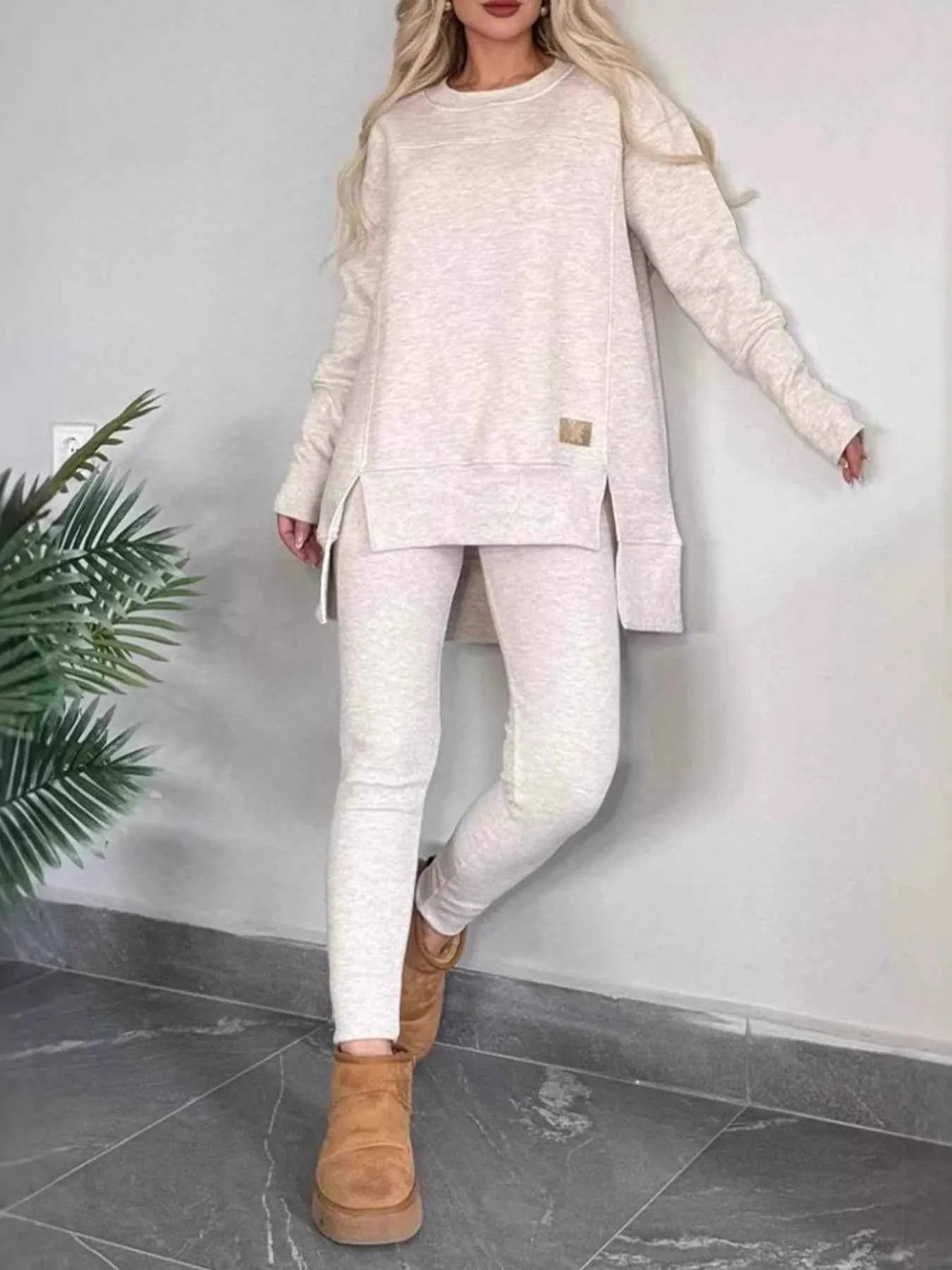 Full Size Slit Round Neck Top and Pants Set Plus Size f5949fa2556d469195ec1087986f4bef-Max-Origin