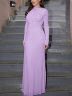 Ruched Long Sleeve Mermaid Maxi Dress f5975d4a-c8ca-4a5f-aa62-adc87eba8ad3-Max