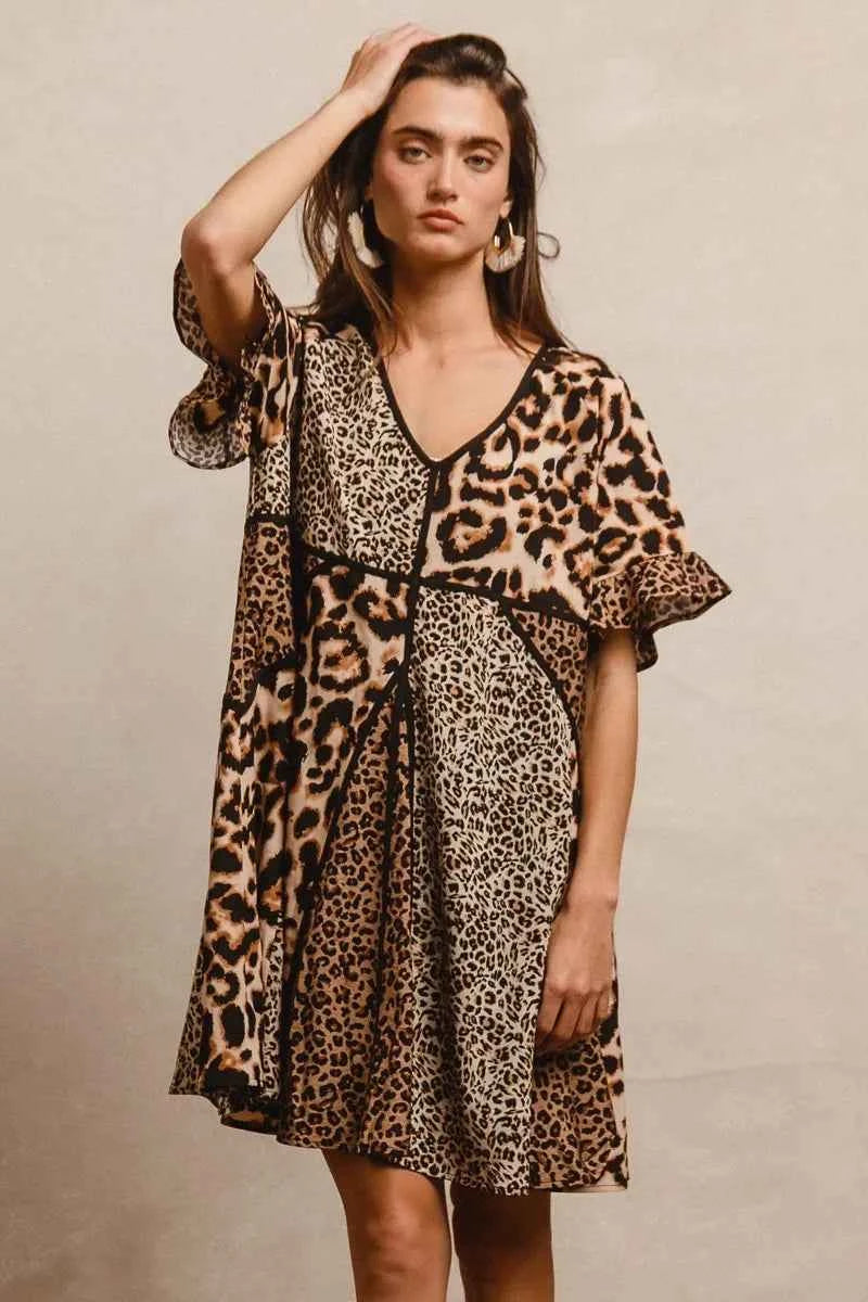 BiBi Leopard Prints Mix and Match Short Sleeves Dress f5a18f3a806949f896dd314ab198f32d-Max-Origin