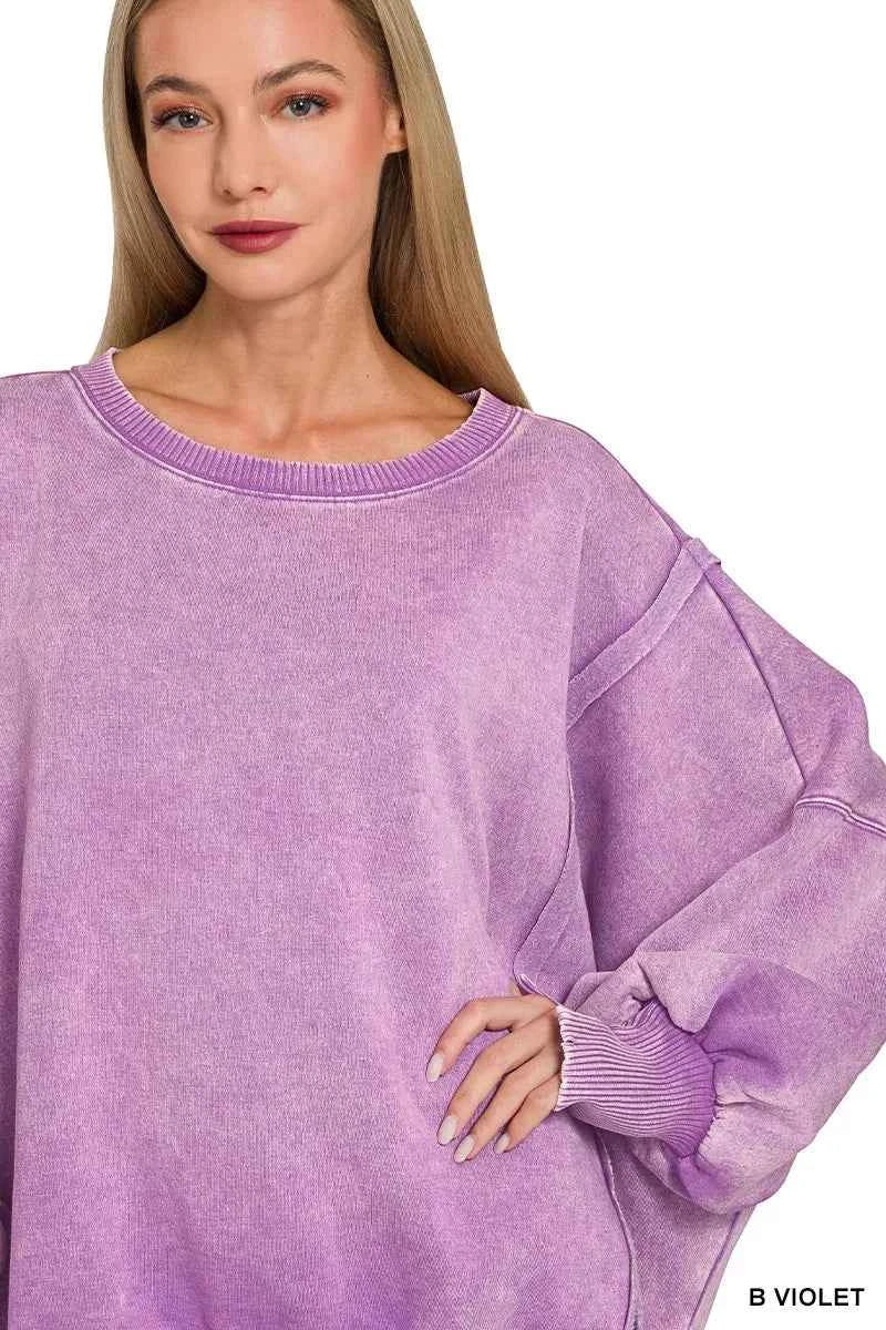 Zenana Acid Washed Batwing Sleeve Fleece Sweatshirt f5a562daa88d41b6bfdf3b93d0b5e23c-Max-Origin