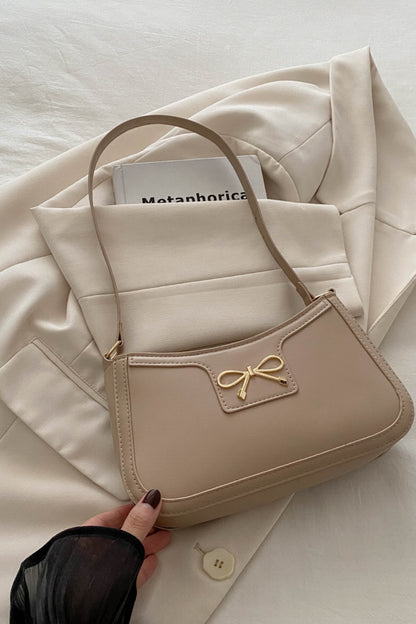 Bow Trim PU Leather Shoulder Bag