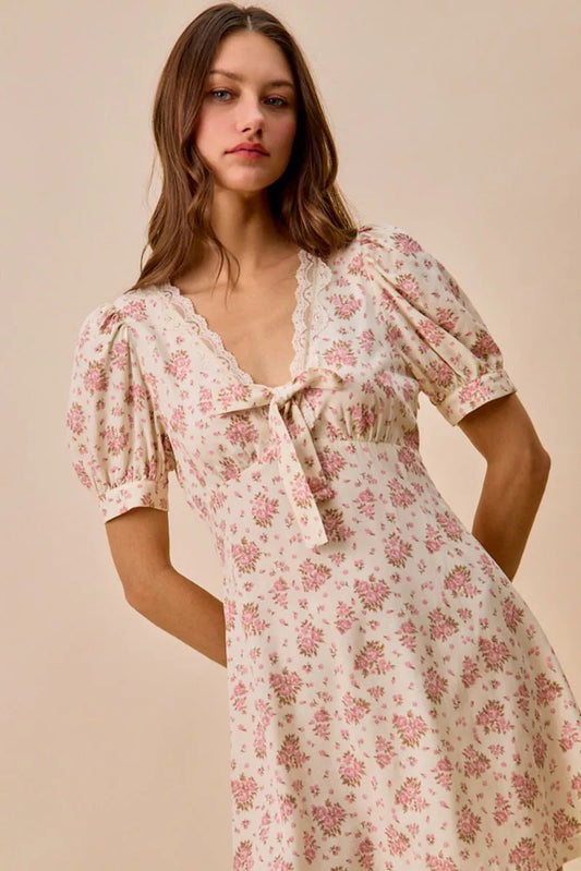 Floral Lace Trimed Short Sleeves Mini Dress f5b30d8b60ce40079e2188e5eb125766-Max-Origin