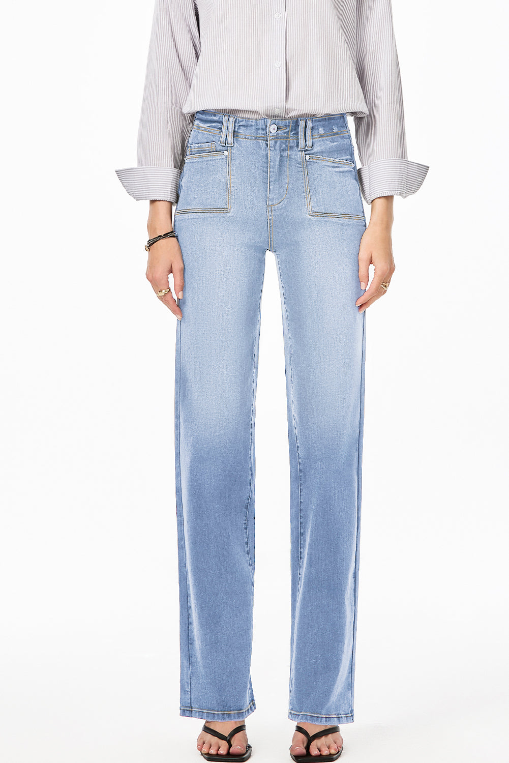 Dusk Blue Loose Straight Leg Cropped High Waist Jeans f5b8adbbbbb82448