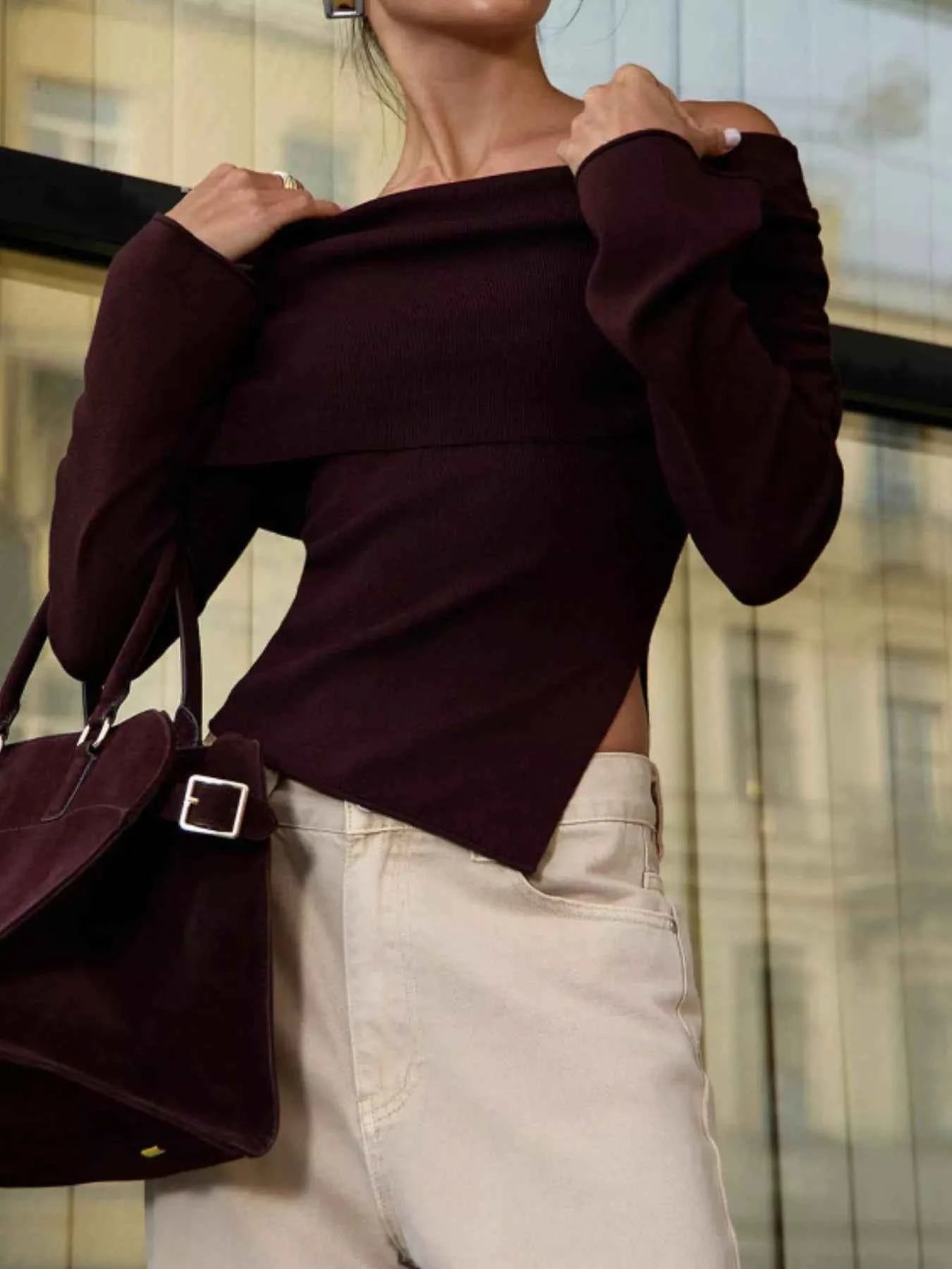 Asymmetrical Hem Off-Shoulder Long Sleeve Knit Top f5bc91fb-1555-4dbd-8013-af5b5e9c28a8-Max-Origin