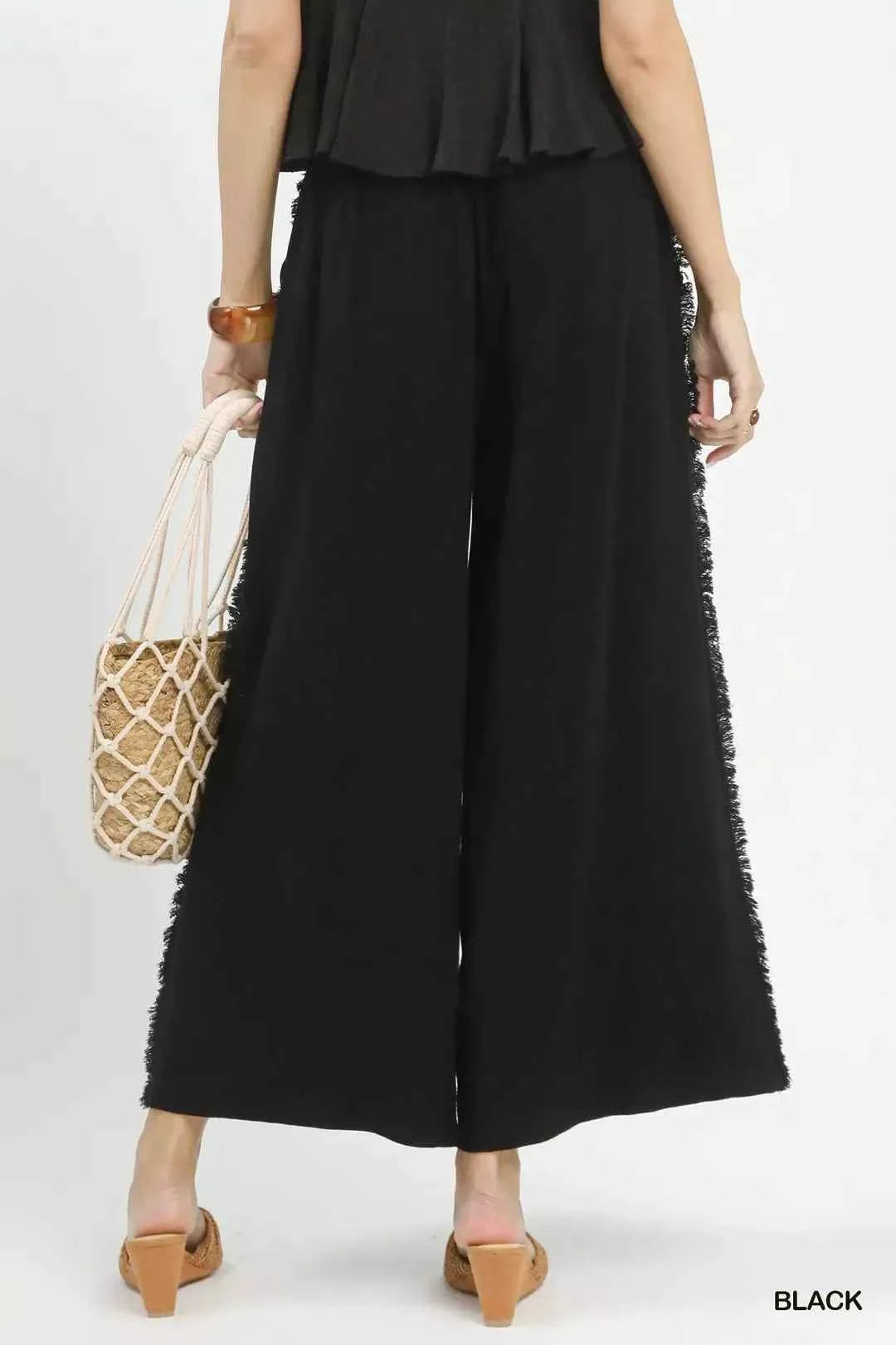 Linen Frayed Side Pocket Wide Leg Pants f5c303ba-6d05-493b-8911-03f6b993a76b-Max-Origin
