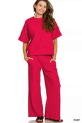 Zenana Ribbed Round Neck Tee & Pants Set RUBY f5c341a288124912a04db5e05b8bb905-Max-Origin