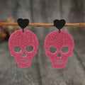 Acrylic Skeleton & Heart Earrings Deep Rose One Size f5c6d49f-a02e-460d-ba57-af7eb80df68b-Max