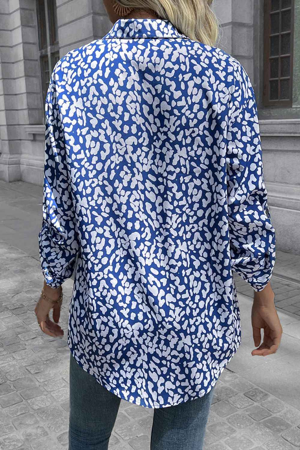 Ivy Lane Leopard Roll-Tap Sleeve Shirt f5d7c643d8f8447487b173bbb9a9d1b2-Max
