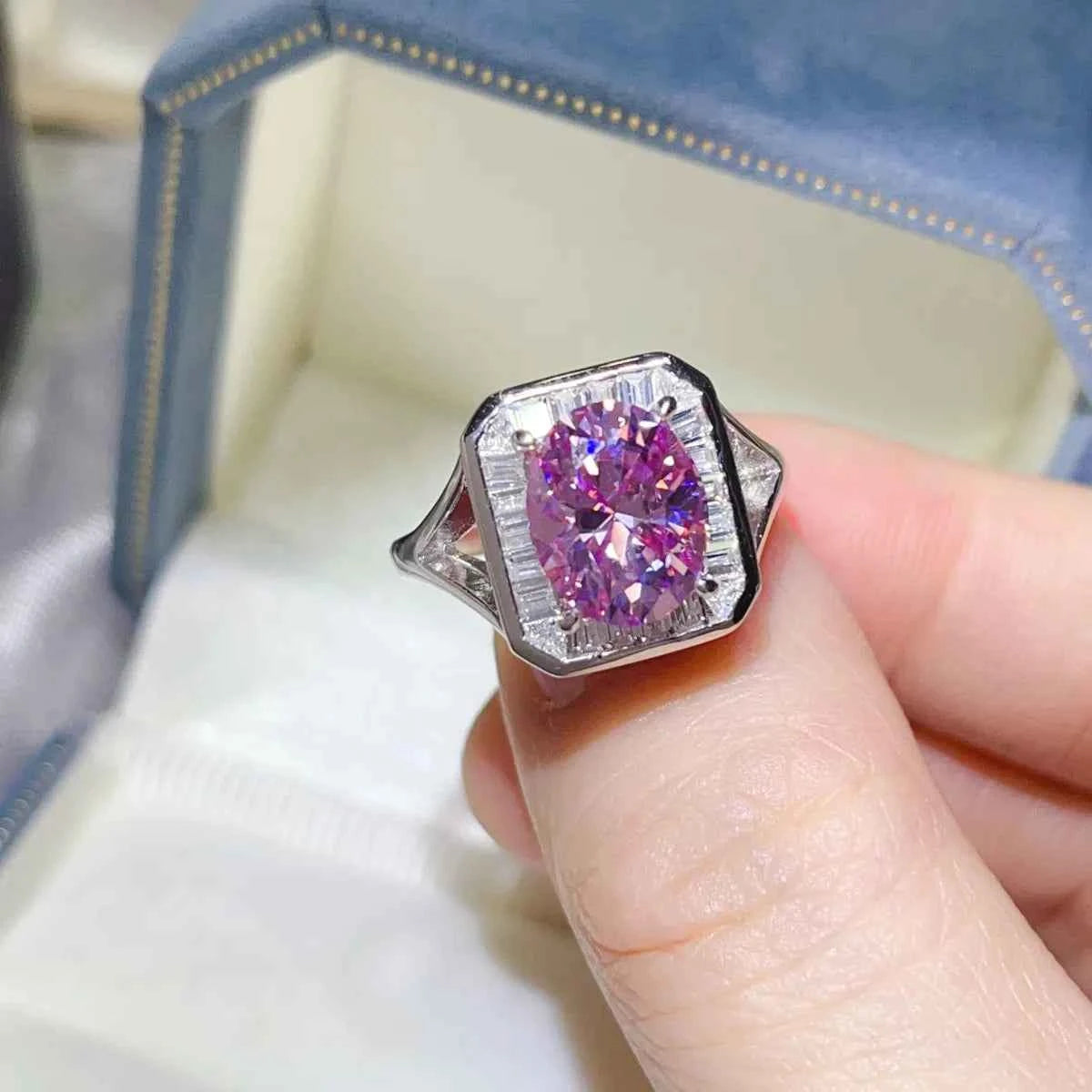 3 Carat Moissanite Square Ring Pink Purple f5e1d4a9-beea-4675-b793-065d5ed2850e-Max-Origin