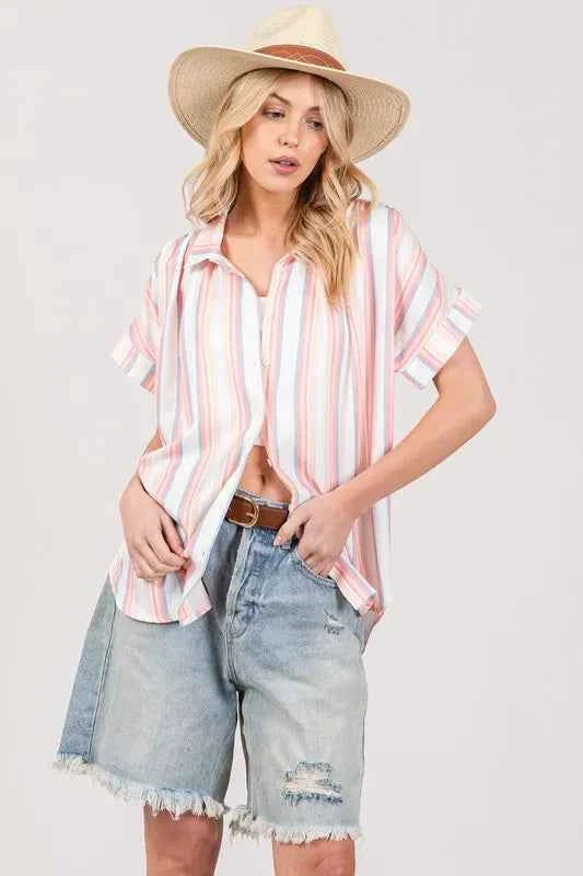 SAGE+FIG Full Size Multi Stripe Button Down Short Sleeve Shirt Plus Size f5e92526cddf41d28ec85372a5986414-Max-Origin