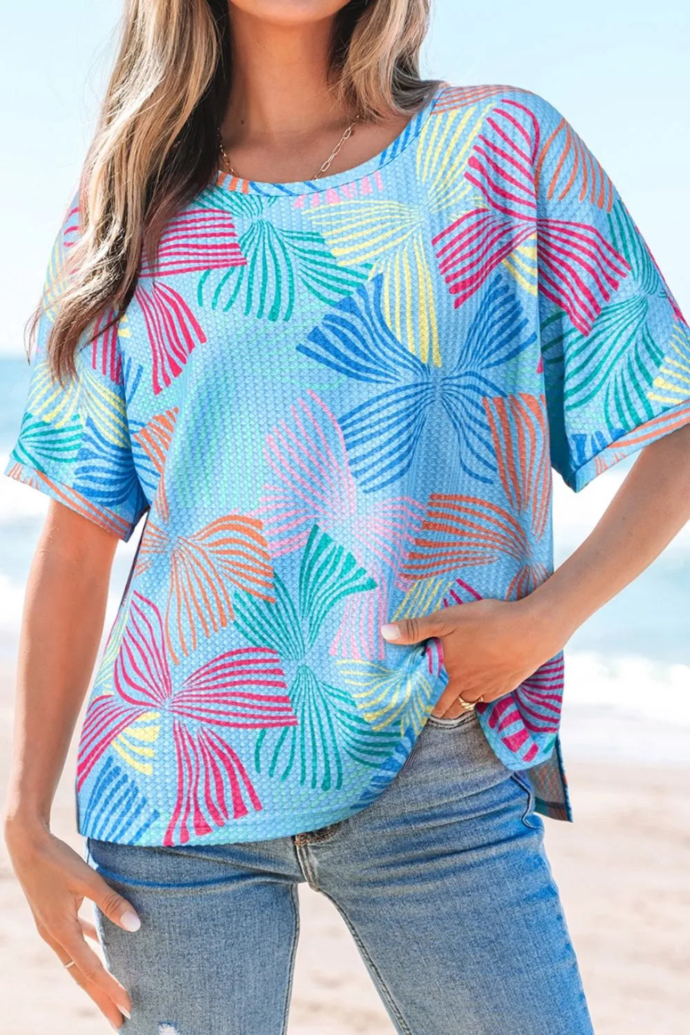 Printed Round Neck Half Sleeve Top f608c00f-69d9-40db-a1f4-beff42c21f16-Max-Origin