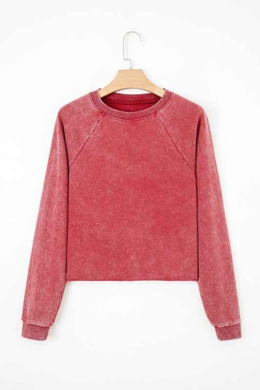Liberty Raw Hem Crop Sweatshirt Racing Red f61282d2-df4e-4489-b232-1608792f4c8d