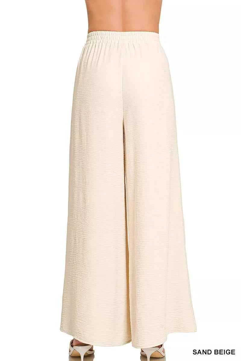 Zenana Woven Airflow Elastic Waistband Pants f626d260197345cb8def5f32dd973a53-Max-Origin