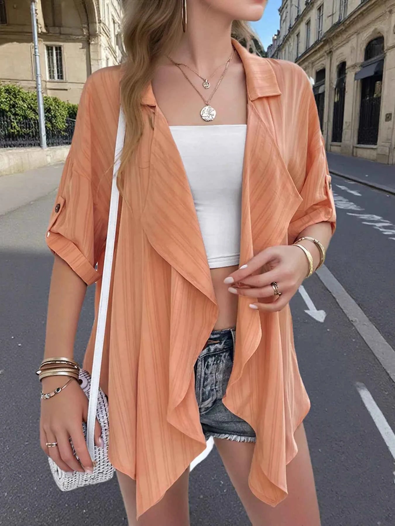 Open Front Half Sleeve Cardigan f62873cf-f6d0-4bad-9581-2d46f40cc6d9-Max-Origin